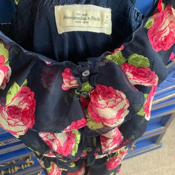 ABERCROMBIE & FITCH Floral Sundress Navy SZ Medium Floral Print - Picture 3 of 4